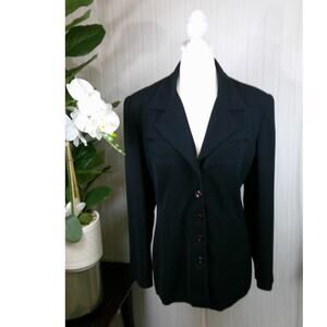 Casual Corner Black Lined Blazer Chest Pockets Women's Size 16 Excellent!